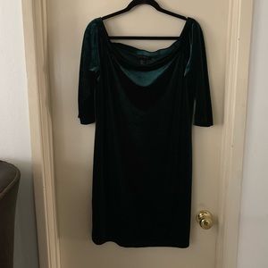 Off the shoulder dark green suede short dress